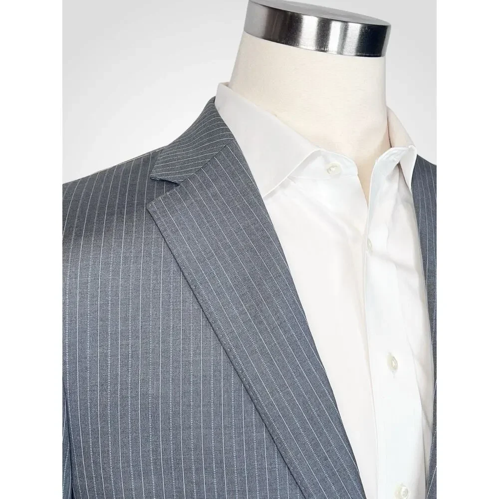 New Jos A Bank Signature Gold 40-42L 33x30 Tailored Fit Gray Pinstripe Note
